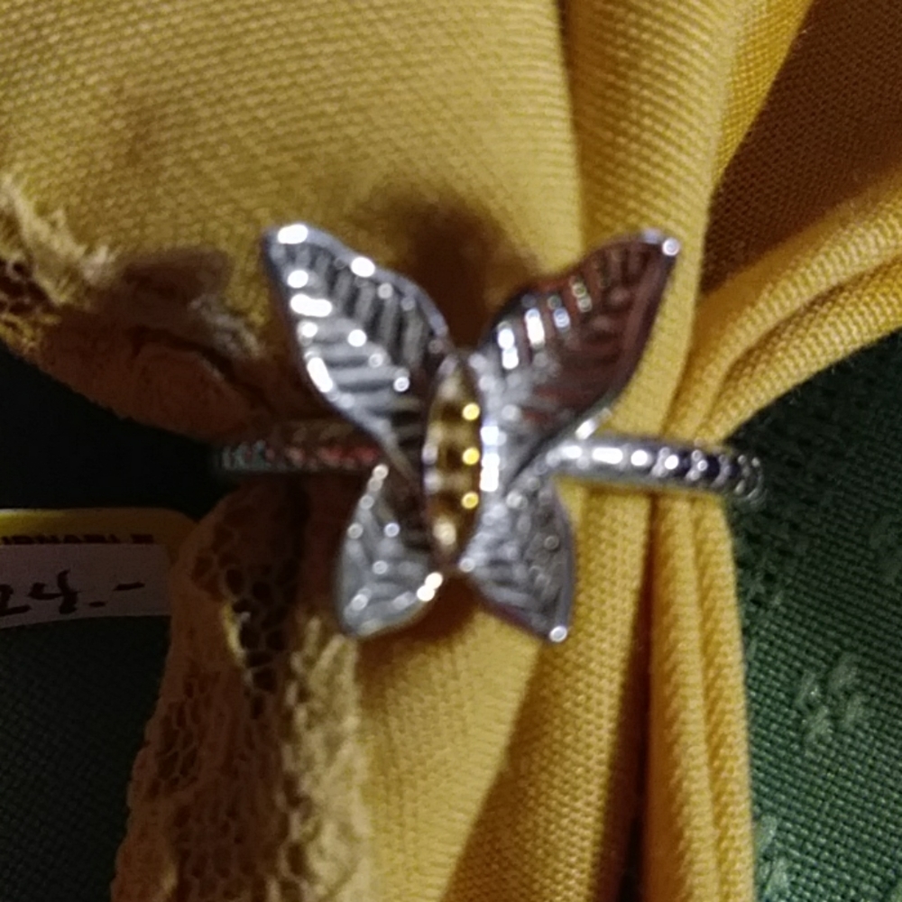 BUTTERFLY RING /14K- BODY & STERLING WINGS. SIZE 10
